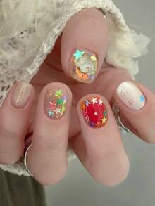Y2K Style Japanese Nail Art Decorations, Colorful 3D Pentagram Design, Cute & Versatile, Fashionable Artistic Accessories Suitable For Parties, Valentine's Day, Dates, Trips, DIY Nail Art Decorations, Nail Supplies Nails - Multicolor - View 7