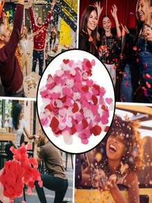 1000/2000pcs Four-Color Heart-Shaped Confetti, Combining Delicate Romantic Elements With Practical Functions, High-Quality Decorative Material Designed For Event Planners, Wedding Stylists, And Those Wishing To Infuse Celebrations With Sweet Affection. Featuring Gradient Red, Deep Pink, Light Pink, And White Heart Shapes, Presenting A Dreamy Visual Effect. - Multicolor - View 5
