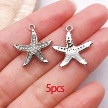 5/30 Peças Sortidas de Encantos de Animais Marinhos de Cristal e Strass, Tartaruga, Concha, Estrela-do-mar, Peixe, Pingentes Pendurados para Pulseiras, Colares, Brincos, Fabricação e Artesanato - Multicolorido - Visão 13