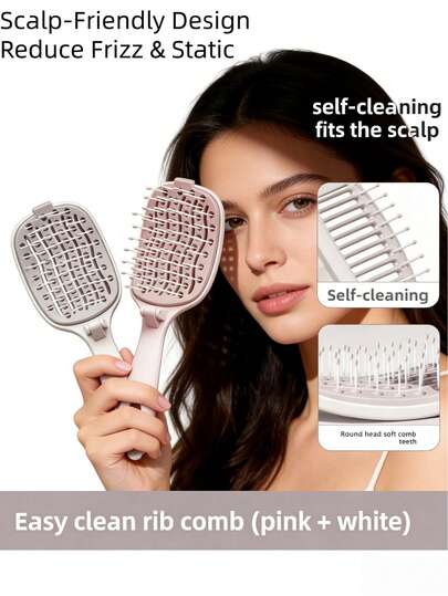 Patent In-Stock, New Rib Comb, Foldable Home Use Detangling Brush For Women, Volumizing Hairstyle, Detangling Brush - Glide The Detangler Brush Through Tangled Hair - Best Brush/Comb For Women & Men - Use In Wet And Dry Hair (Purple)