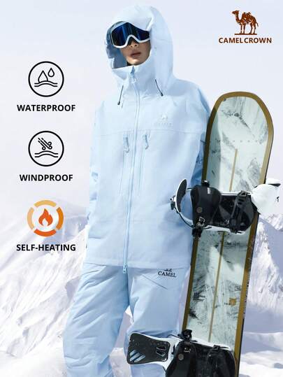 CAMEL CROWN Women's New Winter Outdoor Warm Ski Jacket, Windproof Waterproof Cotton Clothing, Fashionable Ski Wear With Quilted Lining