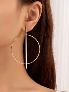 1pair Personalized Exaggerated Geometric Circle Stud Earrings Simple & Versatile YJDG - 黃金 - 查看 5