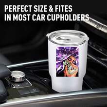 30oz Stainless Steel Tumbler Black White Options,  Purple Hair Girl With Phone And Money Graphic Cups, Insulated Travel Coffee Mug With Lid And Straw , Double Wall Vacuum Reusable Travel Cups, Funny Birthday Party Gift For Women & Men - 白色 - 查看 2