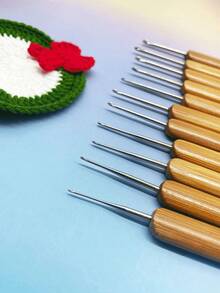 11 Stücke Karbonisierter Bambus Häkelnadel Set - Strapazierfähige Bambus Griffe, sortierte Größen, ideal für Spitze, Mikro-Häkelkunst, traditionelles Garn DIY, auch geeignet für Flechten - Silberkarbidkopf - Übersicht 5