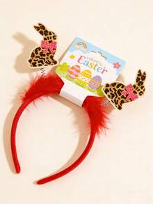 1pc Leopard Print Rabbit & Chick Egg Cartoon Party Cute ABS Plastic Easter Headband - Multicolor - View 3