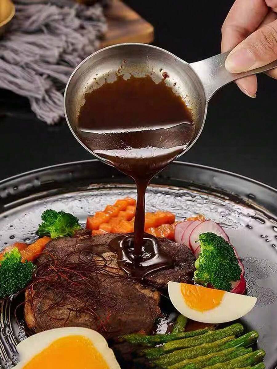 1pc Retro 304 Stainless Steel Sauce Dish With Handle, Western Style Condiment Cup, Kitchen Soy Sauce Vinegar Dipping Plate - Silver - View 1