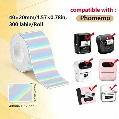 1 Rolle 4x2cm quadratisches selbstklebendes thermisches bedruckbares Etikettenpapier, geeignet für Phomemo M220/M110, thermisches Aufkleberpapier