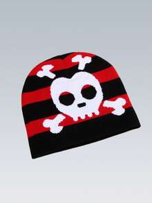 1pc Autumn And Winter New Jacquard Knitted Hat, Green Skull Wool Hat, Unisex Quirky Creative Fashion Warm Beanie - Jacquard Skull - View 8