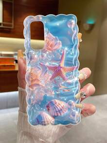 Ocean Starfish Printed Wavy Edge Transparent Printed Shock-Resistant Stylish Cute Case Compatible With Iphone 17/17 Pro/17 Pro Max, 16/16 Pro/16 Pro Max, 16 Plus, 10 - Multicolor - View 4