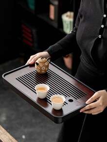 1 Set Wooden Tea Set With Draining Tray, Portable Kung Fu Tea Tray, Coffee Tray, Food Tray For Home And Outdoor Use, Christmas Gift - 1Pcs - View 1