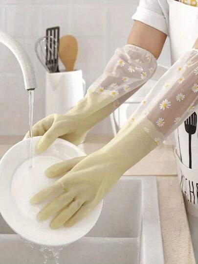 Long Household Cleaning Gloves, Rubber Dishwashing Gloves