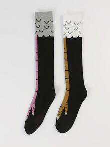 1 par de calcetines de tripulación con patrón de garra de pollo divertido para hombres, adecuados para fiestas y reuniones - Multicolor - Ver 7