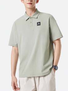 CAMEL CROWN Men's Short-Sleeved Polo Shirt, Summer Fashion Casual Loose T-Shirt Top - Silver Green - View 4