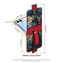 VIETAO 高品質電鍍 PC 花卉設計人造皮革手機殼，相容 Galaxy Z Flip 3 4 5 6 7 Flip6 Flip5 Flip4 - 灰色 - 查看 6