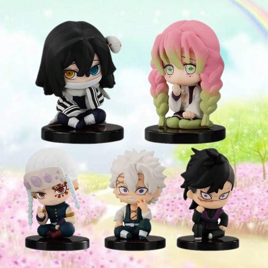 Demon-Lovely-Slayer: Kimetsu-Chibi-No Yaiba 5-Piece Q-Size Anime Figure Set, Cute Collectible Figurines, Perfect Gift For Kids & Anime Fans - C - 查看 1