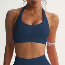 女士运动文胸 高强度吊带上衣 聚拢健身运动内衣 无缝健身上衣 瑜伽文胸 春季款 - 藏蓝色 - 查看 12