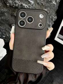 Retro 1pc Luxury Retro Cowhide PU Faux Leather Business Phone Case For IPhone 17 AIR 16 15 14 13 12 11 Pro Max Plus X XS XR 8 7 Soft Back Cover Unisex - Grey - View 3