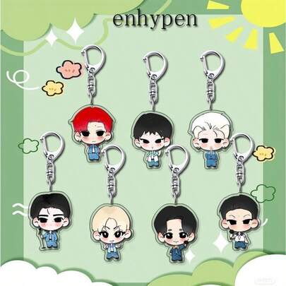 EN/HYPEN 钥匙扣，Sunghoon，JUNGWON，JAKE，NI-KI 卡通卡片框钥匙扣，可爱包包挂饰，偶像照片卡片夹吊坠，铅笔盒装饰，闺蜜同款钥匙扣，粉丝收藏礼物，节日/生日礼物