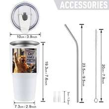 30oz Stainless Steel Tumbler Black White Options,  Cat Lives Matter Protest Cat Graphic Cups, Insulated Travel Coffee Mug With Lid And Straw , Double Wall Vacuum Reusable Travel Cups, Funny Birthday Party Gift For Women & Men - 白色 - 查看 3