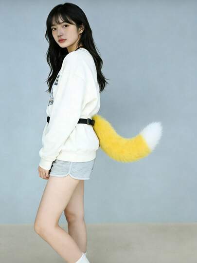 Realistic Animal Tail, Available In Various Colors, Comes With Adjustable Fox Tail Belt, Suitable For Parties, Cosplay And Daily Wear. Natural Appearance, Highly Simulated Plush, Non-Shedding, Soft And Fluffy Texture