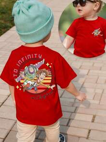 Disney White Background Toy Story Buzz Lightyear And Woody To Infinity And Beyond Print Kids' Short Sleeve T-Shirt - Playful And Adventure Style Top - Đỏ - Xem 1