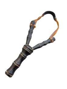 1个木制竹节弹弓，经典传统户外互动游戏，趣味狩猎射击玩具 - 黑色 - 查看 1