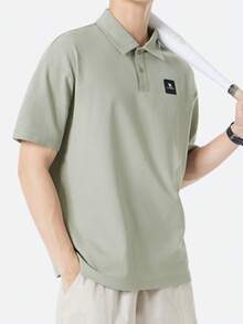 CAMEL CROWN Men's Short-Sleeved Polo Shirt, Summer Fashion Casual Loose T-Shirt Top - Silver Green - View 2