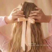 1pc Women's Hair Accessory New Magnetic Bowknot Hair Clip, Sweet Elegant Princess Style Butterfly Hair Claw, Detachable Ribbon Butterfly Clip Suitable For Daily Or Date Use Summer Beach Claw Clips - Pink - View 7
