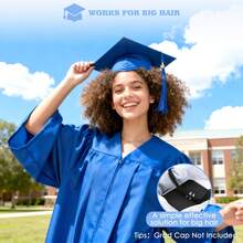 1/2个超强毕业帽头箍，黑色带魔术贴毛毡头箍，可固定毕业帽帽托，是送给毕业生的完美毕业礼物 - 黑色 - 查看 5