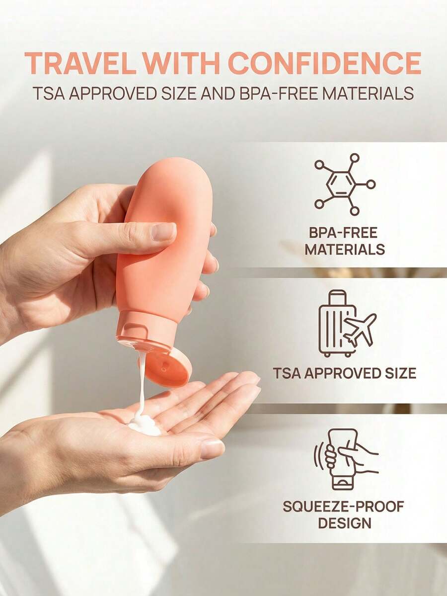 1/3/4个装旅行装可重复灌装瓶，挤压式设计，防漏，可重复使用的化妆品容器（带标签卡），适用于洗发水、沐浴露、乳液、旅行必备品、学习用品、露营、迷你度假用品，适合海滩、浴室、卧室，大容量，商务旅行、旅游