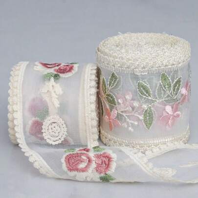 Lace Trim Ribbons 3.5IN X 5 Yards DIY Handicrafts Sewing Lace Ribbons Craft Sewing Handmade Bows Gift Wrapping Embroidery Ribbons For Wedding/Bridal Decor