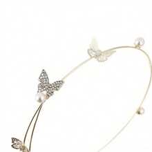 Faux Pearl And Rhinestone Butterfly Tassel Headband, Korean Style, High-End Handmade Alloy Headpiece, Rhinestone Hair Accessory Headband.,Summer,Holiday,Travel Hair Band Diadema Hair Hoop,Festival,Party - Multicolor - View 8