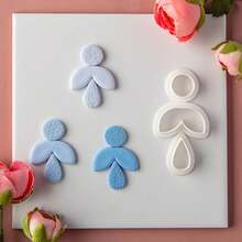 3 Pieces/Set Geometric Modeling Soft Clay Earring Mold, Petal Jewelry Pendant, Clay Modeling Cutting Mold, DIY Handmade Tool - White - View 7