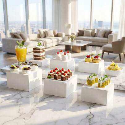 6 قطع/مجموعة طقم منظم الأمتعة، صندوق تخزين مكياج من الأكريليك الأبيض، حامل عرض مكعب، منظم مكتبي، رف حمام، مناسب لحفظ العطور وطلاء الأظافر والسيروم والكريمات