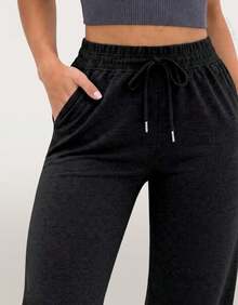 Kit Of 2 Comfortable, Loose-Fitting, And Casual Women's Woolen Wide-Leg Pants, With Pockets And Elastic Waistband. - Đen + Nâu - Xem 4