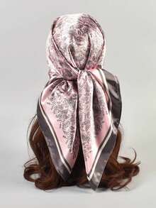 1条女士复古编织腰果图案印花围巾，大方巾，防晒，头巾，时尚旅行派对配饰，沙滩，假日 - 粉色 - 查看 7