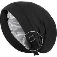 Silky Bonnet Hair Bonnet For Sleeping Satin Lined Sleep Cap Hair Wrap For Sleep Chemo Headwear Beanies For Women Men - 如圖所示 - 查看 7