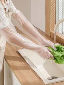 10/50pcs Long Sleeve Waterproof Gloves, Suitable For Household, Kitchen, Laundry, Cleaning - Multicolor - View 2