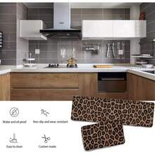 1/2/3pcs Cool Cheetah Leopard Pattern Kitchen Rug Set 2 PCS Floor Mats Washable Non-Slip Soft Flannel Runner Rug Doormat Carpet For Kitchen Bathroom LaundrySuitable For Both Indoor And Outdoor Use, Ideal For Hallways, Balconies,High-End Printed Kitchen Soft And Comfortable Standing Mat, Moisture-Absorbent And Anti-Slip, Durable And Stain-Resistant, Suitable For Bathroom Door, Kitchen, Dining Room, Coffee Shop Carpets, As Well As Living Room, Bedroom And Entry-Level Home - Multicolor - View 5