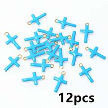 12pcs 10x6mm Enamel Small Cross Charms Pendant For Earrings Necklace Bracelet Stainless Steel Crafs DIY Jewelry Making Accessories Findings - Cross - View 9