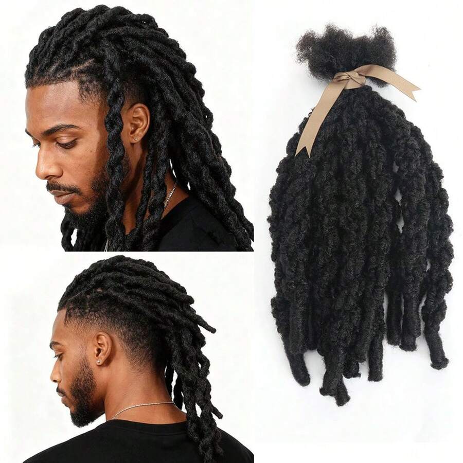 Dreadlock For Man Handmade Bold Deadlock Extension 14 Inch Black 12 Strands