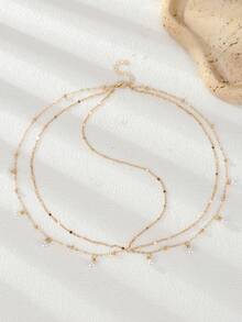 1pc Adjustable Bohemian Style Faux Pearl Headchain, Bridal Headpiece, Women Jewelry Gift, Valentine's Day/Birthday Present, Jewelry - Gold - View 5