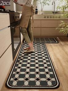 1片硅藻土厨房垫，3毫米超薄，简约时尚设计。四层速吸结构，表面快速渗透，包含硅藻土层和海绵层，底部采用TPR防滑材质。适用于厨房、浴室、玄关、洗衣房、走廊、客厅、婚礼及家居装饰。 - 彩色 - 查看 13