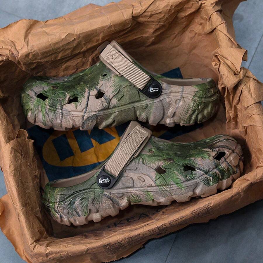 Men's Casual Slip-On Sandals, Non-Slip Beach Mules, Summer - Khaki - View 1