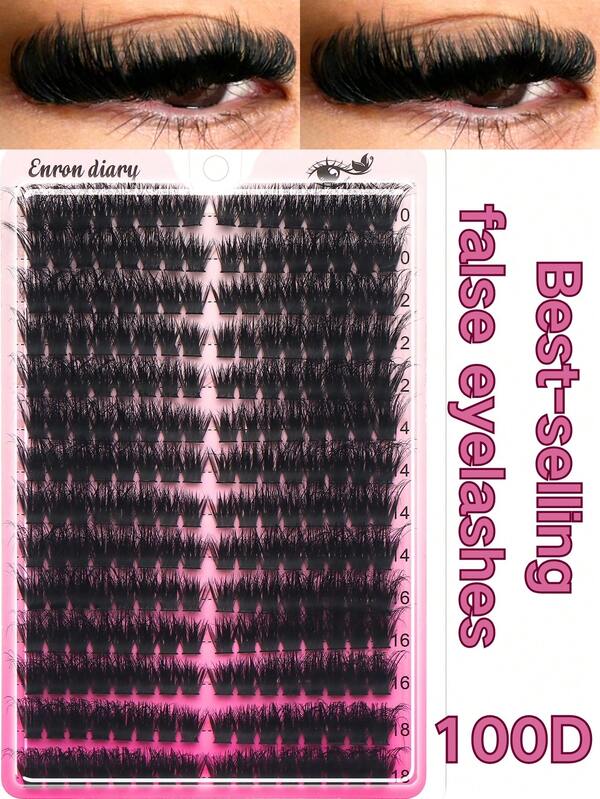 224pcs 100D Mixed Cluster Eyelash Extension 0.07mm Thickness D Curl 10mm-18mm Mixed Natural Style Russian Flat Thick Fluffy Handmade Faux Mink Eyelash Cluster, Suitable For Halloween, Festival, Christmas Makeup, Ideal For Beginnerslash Clusters,Eyelash Clusters,Individual Eyelashes,Lashes,Fake Lashes