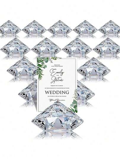5/10pcs Acrylic Diamond Place Card Holders For Weddings, Parties & Birthdays - Elegant Crystal Table Decor For Name Cards, Business Cards & Messages