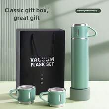 3pcs/1Set Stainless Steel Thermal Cup, With Gift Box Set, Double Layer Leakproof Insulated Water Bottle, Keeps Hot And Cold Drinks For Hours, Suitable For Cycling, Backpacking, Office Or Car, School, Party, Camping - 薄荷綠 - 查看 9