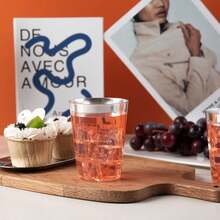 20pcs/Set 200ml Silver-Rimmed Transparent Glass Cups, Durable And Fashionable, Suitable For Weddings, Parties And Other Occasions - Silver - View 4