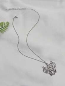 Gothic Style Winged Demon Eye Pendant Necklace, Minimalist Fashion Necklace, Party Gift For Women - Silver - View 2