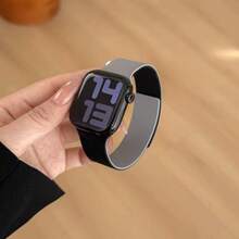 1条男女通用荔枝纹硅胶磁吸表带，兼容 42mm、38mm、40mm、41mm、44mm、45mm、46mm、49mm，时尚智能手表替换表带，适用于Series Ultra2、Ultra SE2、SE 11、10、9、8、7、6、5、4、3、2、1 - 彩色 - 查看 8